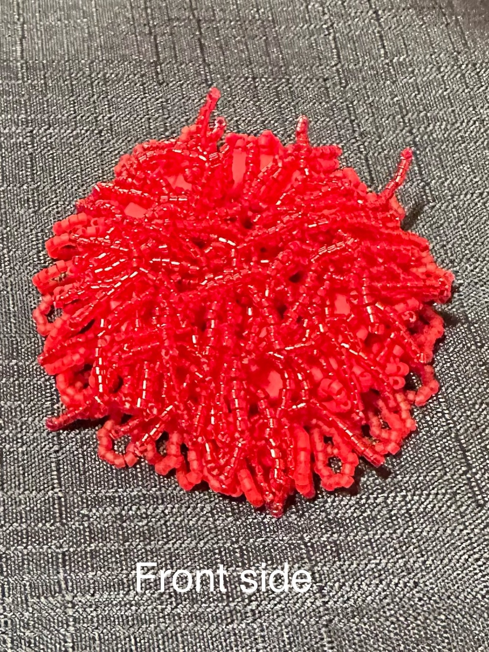 Handcrafted Red Beaded Floral Brooch — Women Jewelry